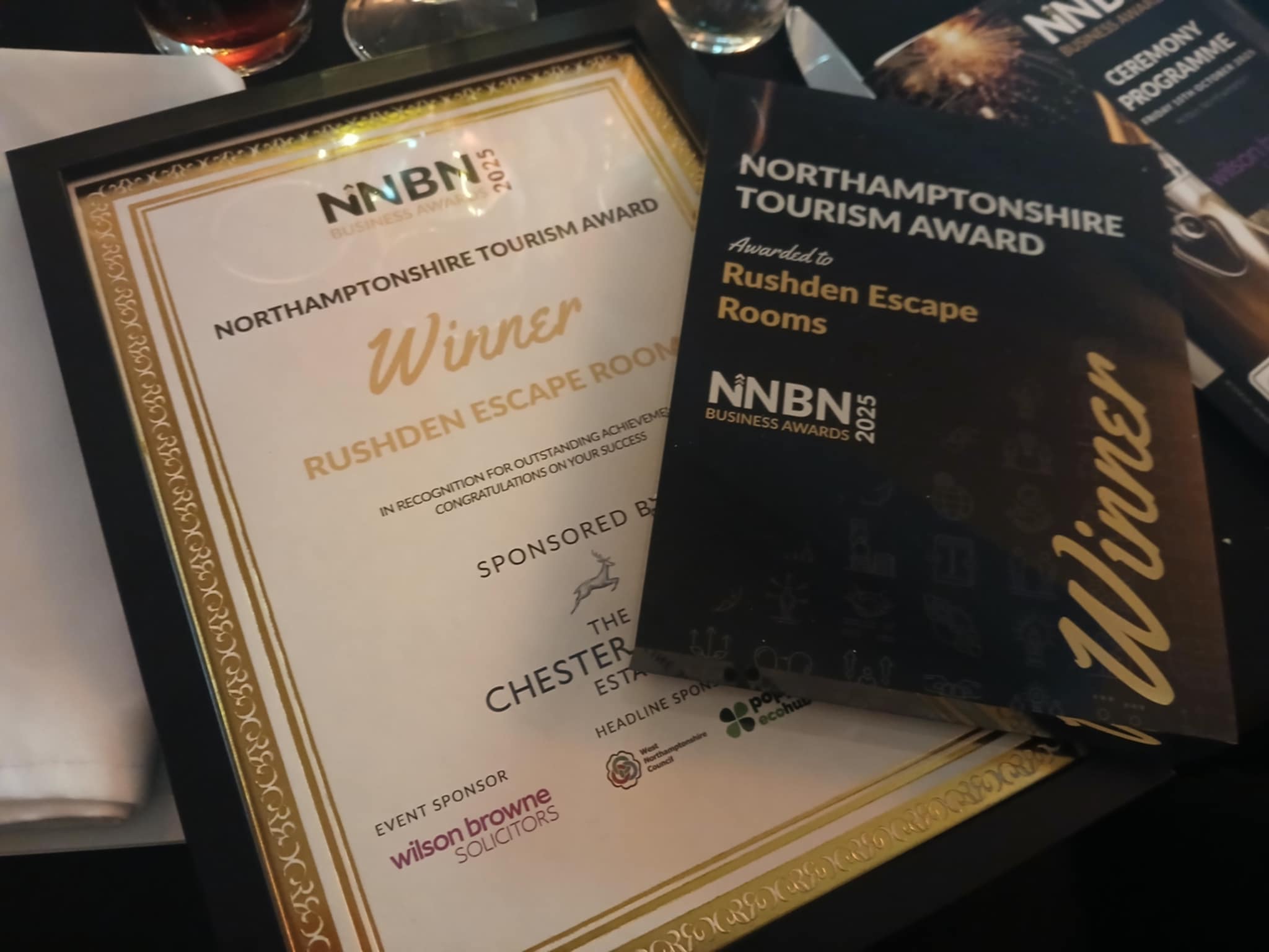 We won the Northamptonshire Tourism Award at the NNBN